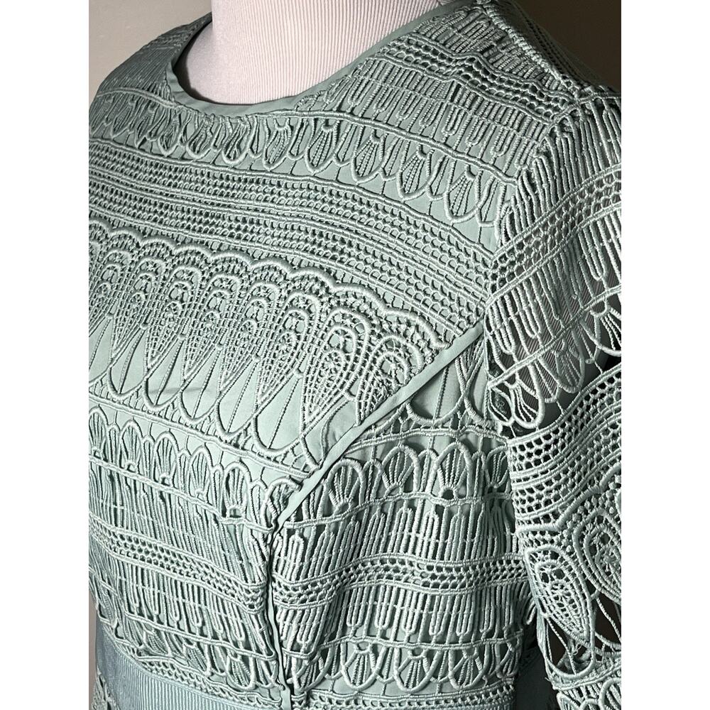 Eva Mendes NY&C Crochet Lace Midi Cocktail Dress Mint Green Petite‎ M NWT - Picture 5 of 15